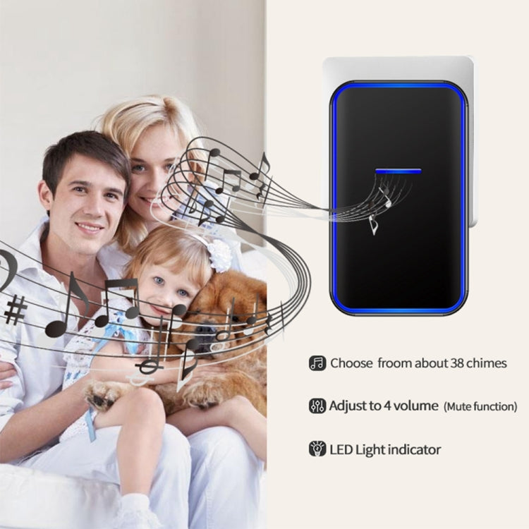 CACAZI Home Smart Digital Wireless Doorbell Remote Electronic Doorbell Elderly Pager, Style: US Plug(Black)