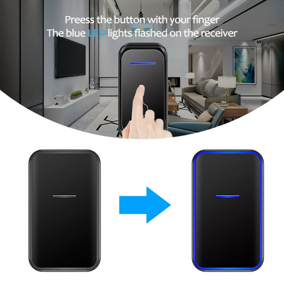 CACAZI Home Smart Digital Wireless Doorbell Remote Electronic Doorbell Elderly Pager, Style: US Plug(White)