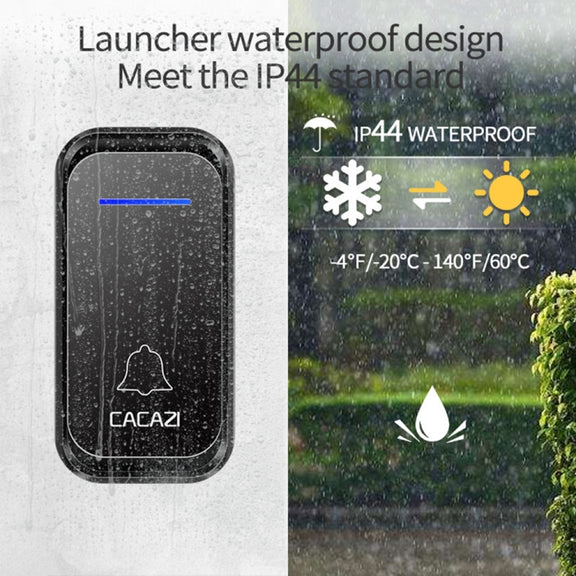 CACAZI Home Smart Digital Wireless Doorbell Remote Electronic Doorbell Elderly Pager, Style: US Plug(White)