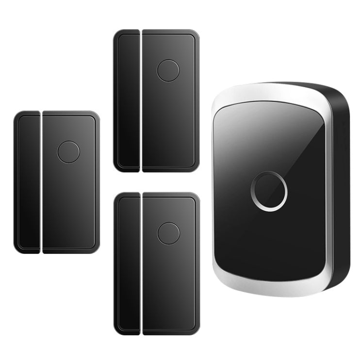CACAZI M20 1 For 3 Split Type Door Opening Sensor Reminder Smart Wireless Doorbell Alarm, Style: EU Plug(Black) - Wireless Doorbell by CACAZI | Online Shopping South Africa | PMC TechLife | Buy Now Pay Later Mobicred