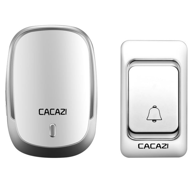 CACAZI Smart Water-resistant Music Wireless Doorbell Multifunctional Pager, Style: US Plug(Silver)