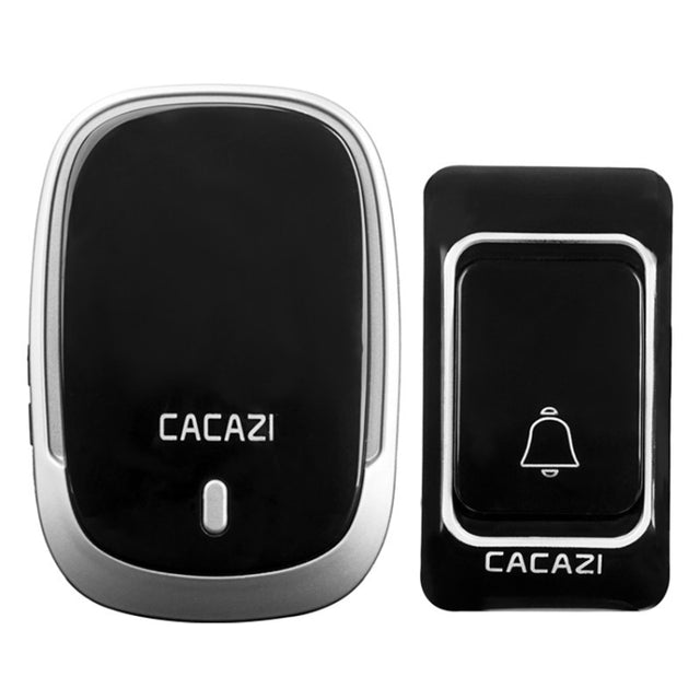 CACAZI Smart Water-resistant Music Wireless Doorbell Multifunctional Pager, Style: UK Plug(Black)