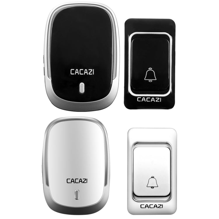 CACAZI Smart Water-resistant Music Wireless Doorbell Multifunctional Pager, Style: EU Plug(Silver)