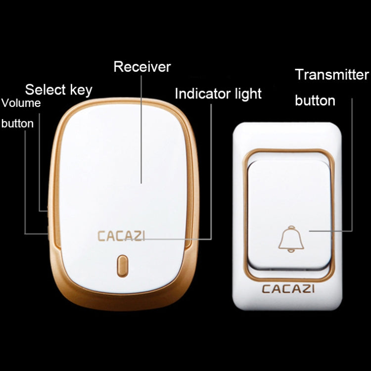 CACAZI Smart Water-resistant Music Wireless Doorbell Multifunctional Pager, Style: EU Plug(Silver)