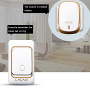 CACAZI Smart Water-resistant Music Wireless Doorbell Multifunctional Pager, Style: EU Plug(Silver)