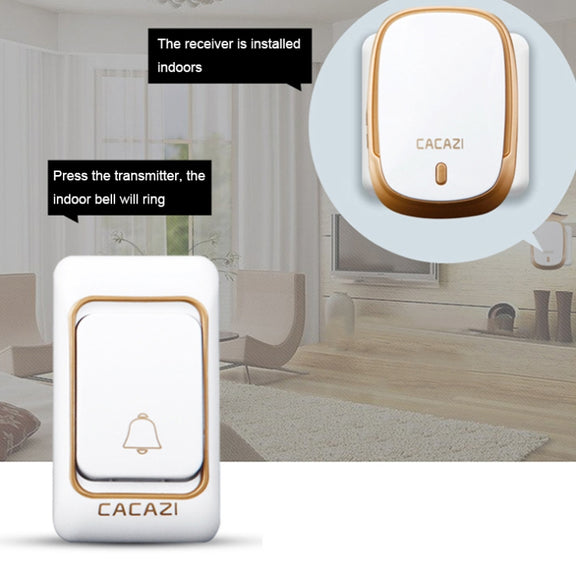 CACAZI Smart Water-resistant Music Wireless Doorbell Multifunctional Pager, Style: EU Plug(Silver)