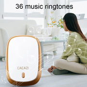 CACAZI Smart Water-resistant Music Wireless Doorbell Multifunctional Pager, Style: EU Plug(Silver)