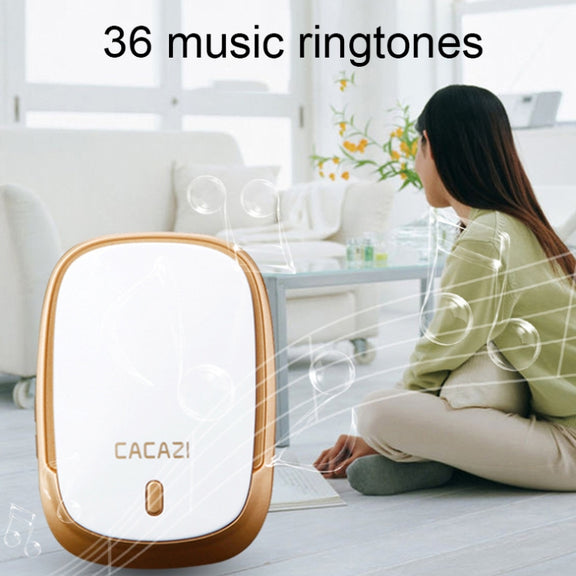 CACAZI Smart Water-resistant Music Wireless Doorbell Multifunctional Pager, Style: EU Plug(Silver)