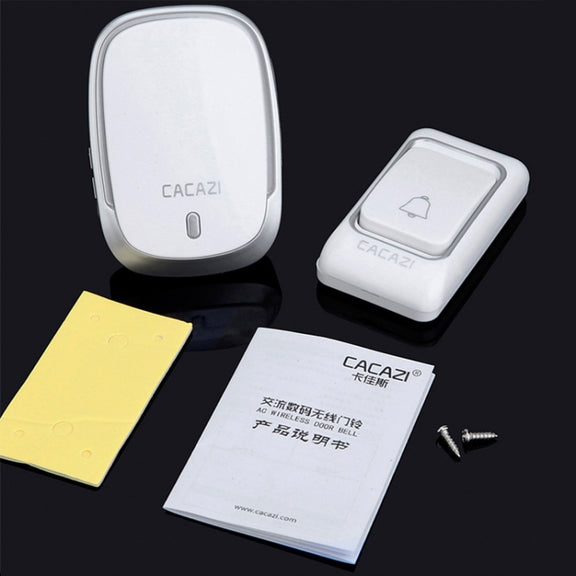 CACAZI Smart Water-resistant Music Wireless Doorbell Multifunctional Pager, Style: EU Plug(Silver)
