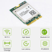 Waveshare 24780 AW-CB375NF 2.4G/5GHz Dual-Band WiFi 5 Wireless NIC, RTL8822CE-CG Core, Supports BLE