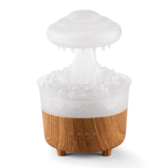 V50 Desktop Colorful Night Light Humidifier Wood Grain Water Drop Aroma Diffuser, Spec: EU Plug(White)