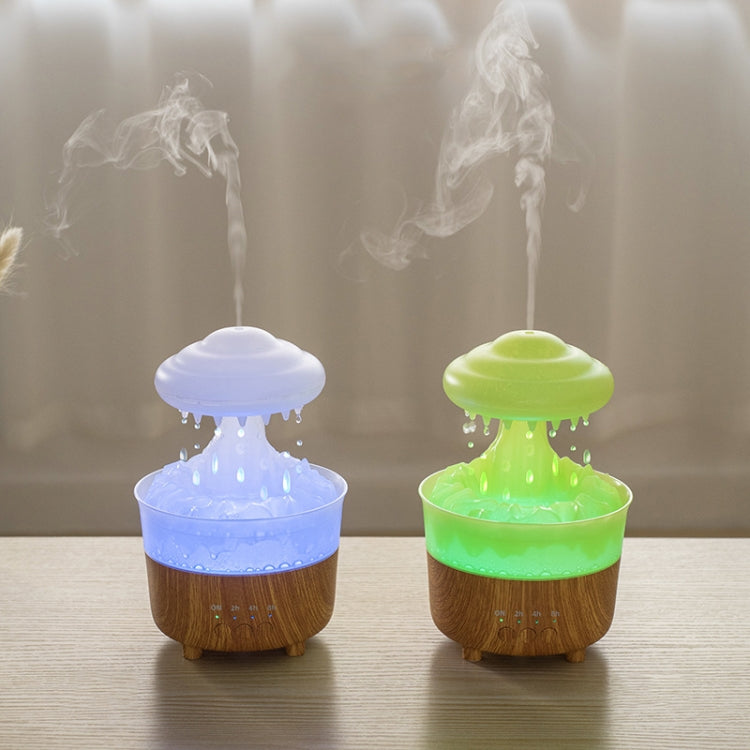 V50 Desktop Colorful Night Light Humidifier Wood Grain Water Drop Aroma Diffuser, Spec: EU Plug(White)