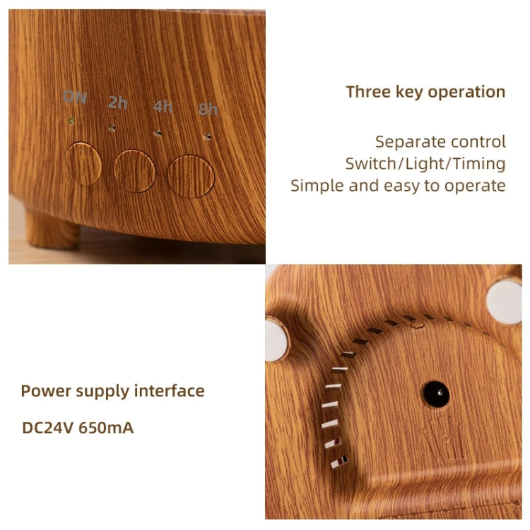 V50 Desktop Colorful Night Light Humidifier Wood Grain Water Drop Aroma Diffuser, Spec: EU Plug(White)