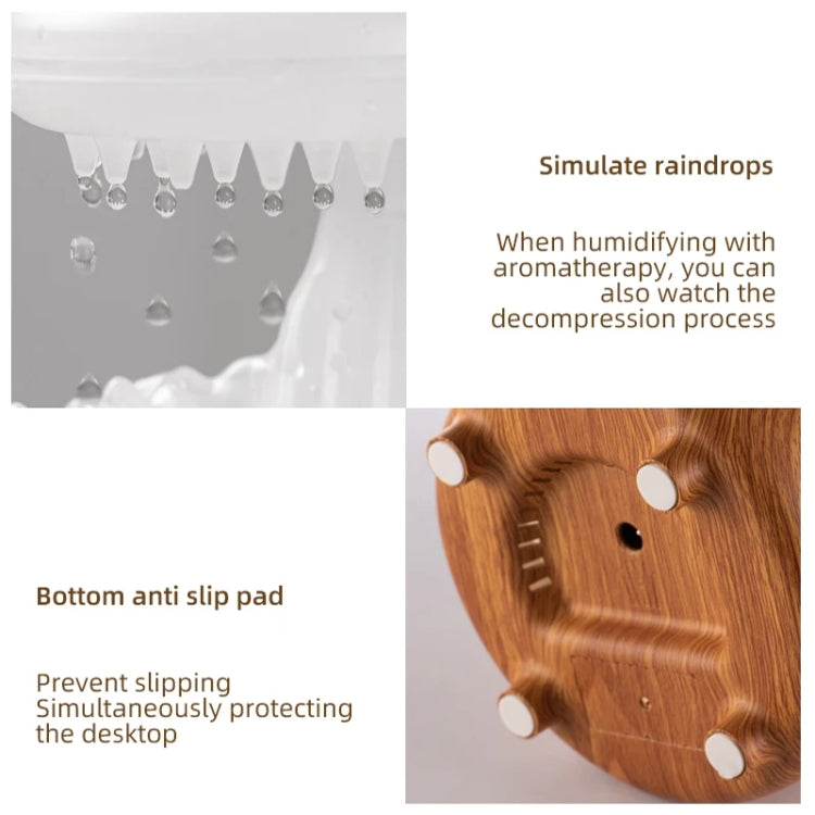 V50 Desktop Colorful Night Light Humidifier Wood Grain Water Drop Aroma Diffuser, Spec: EU Plug(White)