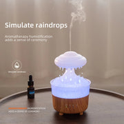 V50 Desktop Colorful Night Light Humidifier Wood Grain Water Drop Aroma Diffuser, Spec: EU Plug(White)