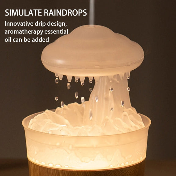 V50 Desktop Colorful Night Light Humidifier Wood Grain Water Drop Aroma Diffuser, Spec: EU Plug(White)