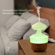 V50 Desktop Colorful Night Light Humidifier Wood Grain Water Drop Aroma Diffuser, Spec: EU Plug(White)