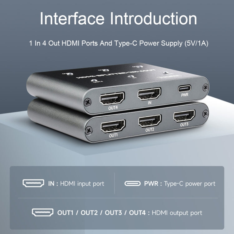 Waveshare 23738 4K HDMI Splitter, 1 In 4 Out, Share One HDMI Source - free shipping - PMC Jewellery - Order now!