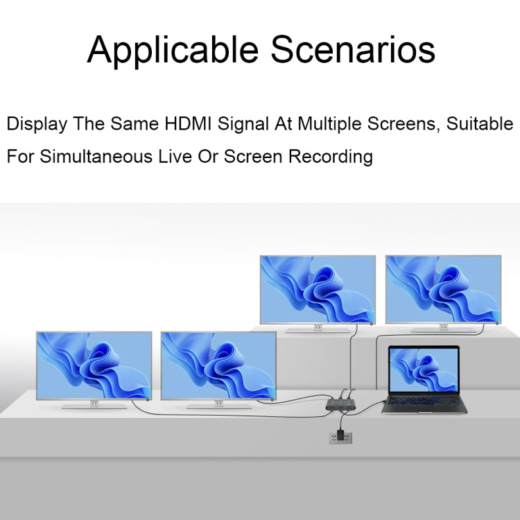 Waveshare 23738 4K HDMI Splitter, 1 In 4 Out, Share One HDMI Source - free shipping - PMC Jewellery - Order now!