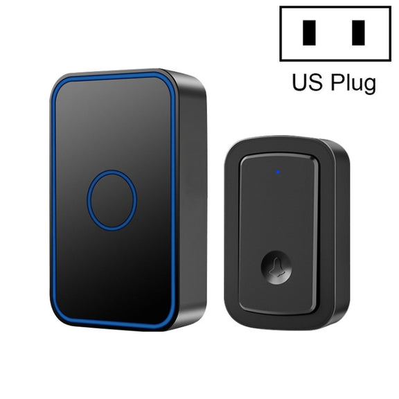 CACAZI A19 1 For 1 Wireless Music Doorbell without Battery, Plug:US Plug(Black)