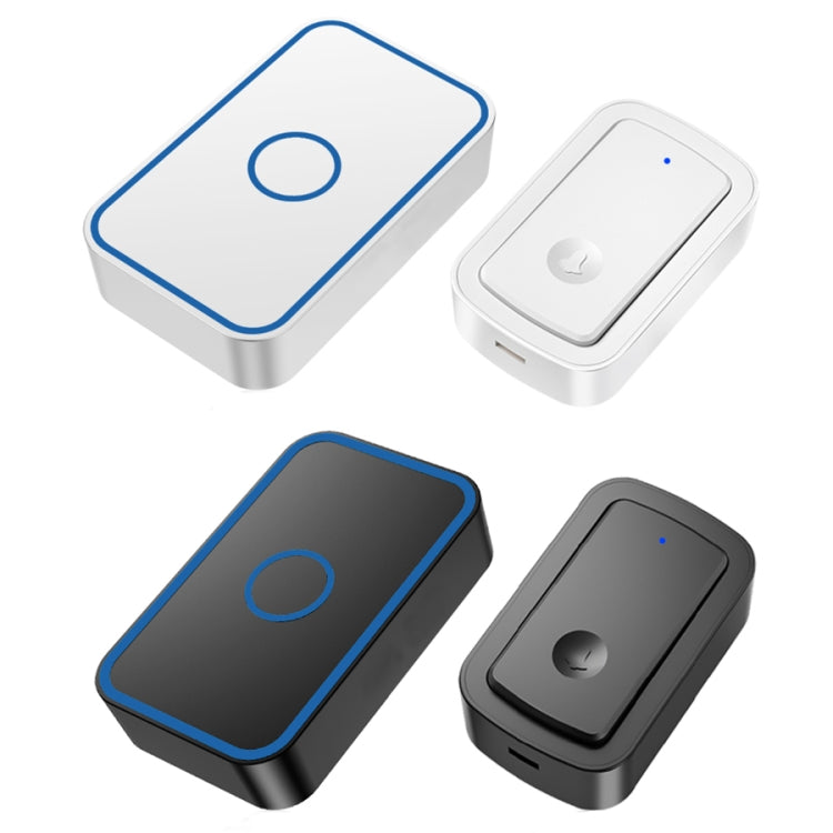 CACAZI A19 1 For 1 Wireless Music Doorbell without Battery, Plug:US Plug(Black)
