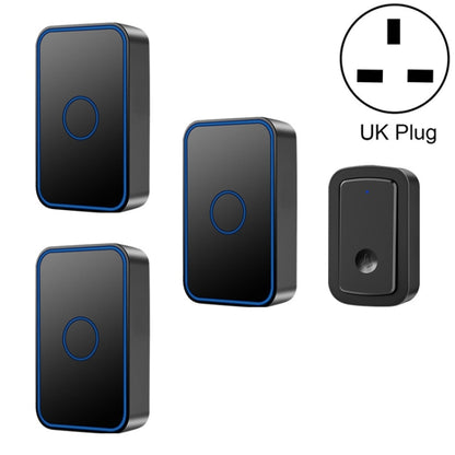 CACAZI  A19 1 For 3 Wireless Music Doorbell without Battery, UK Plug(Black) - free shipping - PMC Jewellery - Order now!