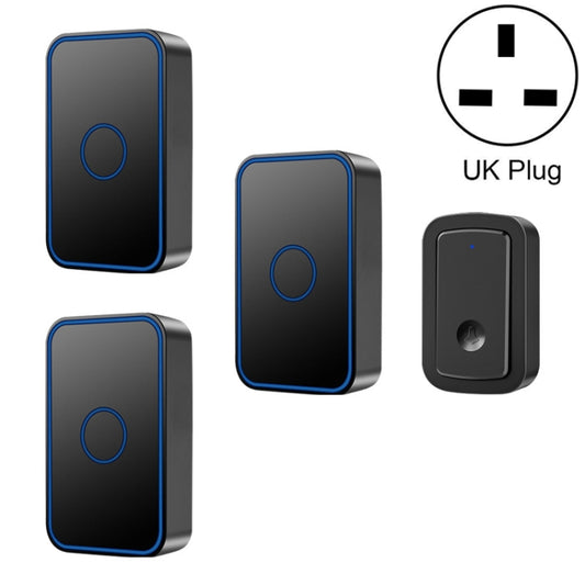 CACAZI  A19 1 For 3 Wireless Music Doorbell without Battery, UK Plug(Black) - free shipping - PMC Jewellery - Order now!