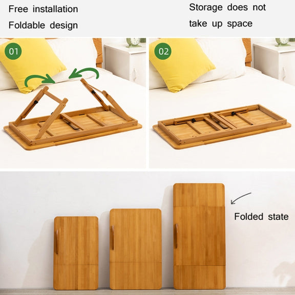 741ZDDNZ Bed Use Folding Height Adjustable Laptop Desk Dormitory Study Desk, Specification: Classic Tea Color 64cm Thick Bamboo