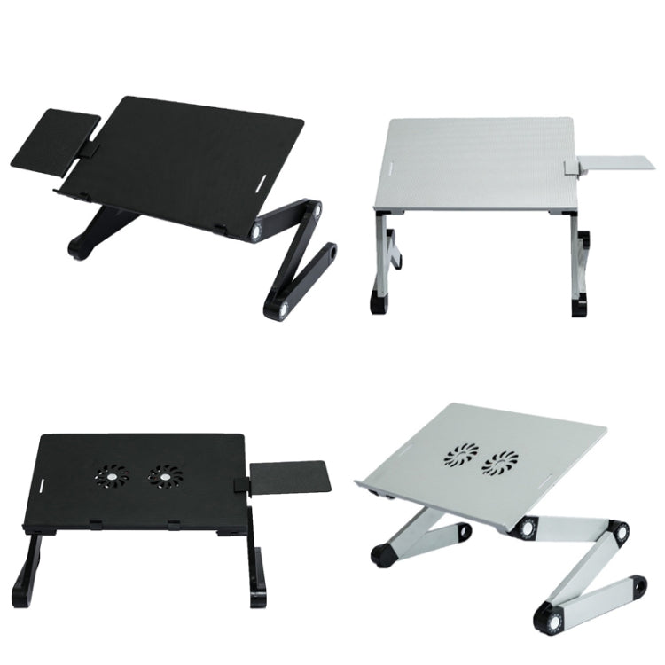 T8 Aluminum Alloy Folding & Lifting Laptop Desk Office Desk Heightening Bracket with Fan & Mouse Board (Black)