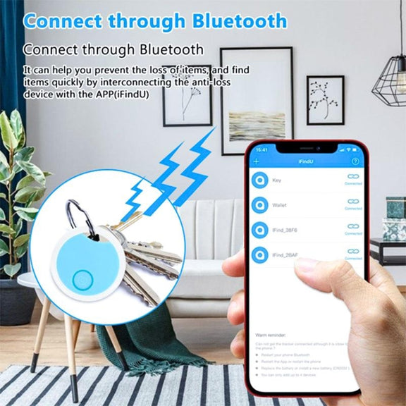 2 PCS S8 Round Bluetooth Anti-Lost Device Key Luggage Tracking Device Two-Way Alarm(Blue)