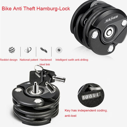 SAHOO Bicycle Anti-Theft Lock Mountain Bike Fixed Folding Lock Chain Lock Creative Hamburger Lock(Black) - free shipping - PMC Jewellery - Order now!