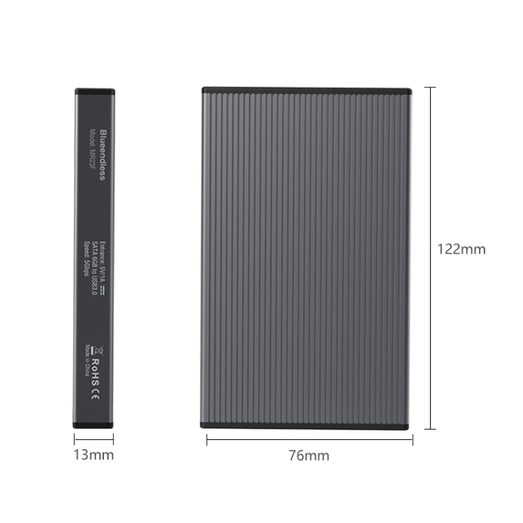 Blueendless 2.5 inch Mobile Hard Disk Box SATA Serial Port USB3.0 Free Tool SSD, Style: MR23F-C Port