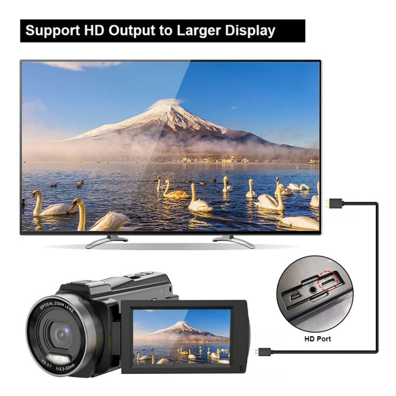 HDV265K 5K 30FPS 3.0-Inch HD Digital 3X Optical Zoom Outdoor Sports DV Camera UK Plug(Black)