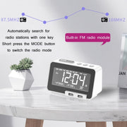 K5 Wireless Bluetooth Speaker Desktop Alarm Clock Radio, Specification: US Plug(Black)