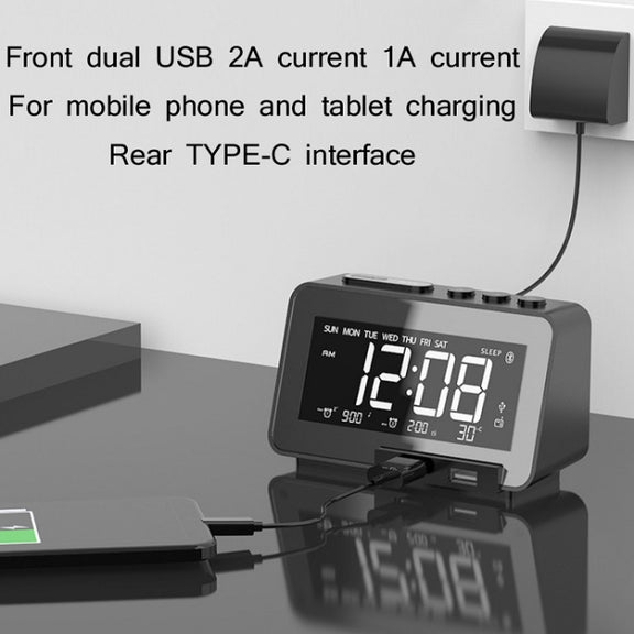 K5 Wireless Bluetooth Speaker Desktop Alarm Clock Radio, Specification: US Plug(Black)