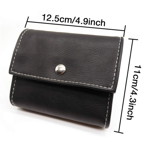 Notebook-Style 28-Compartment Portable Pill Box&Leather Bag(Black)