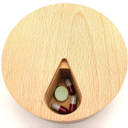 Wooden 7-Compartment Medicine Box Kitchen Storage Container(11x11x3cm)