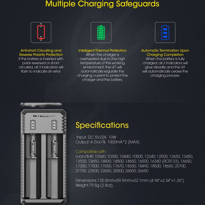 NITECORE Dual Slot Smart Charger(UI2) - free shipping - PMC Jewellery - Order now!