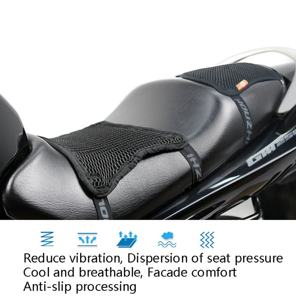 HOUZHI MTZT1010 Motorcycle Sun Insulation Cushion 3D Grid Breathable Sweating Cool Seat Cover, Style: Double Layer M