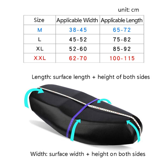 MTCZ1003 Motorcycle Cushion Cover Oxford Cloth Lightweight Durable Sun-Proof Heat-Insulating Rainproof Cover, Specification: XXL(Black)
