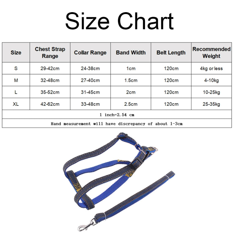 BG-Q1025 Leash+Chest Strap+Collar Thickened Strong Denim Pet Dog Leash Set, Size: XL(Black) - Leashes & Chest Strap by PMC TechLife | Online Shopping South Africa | PMC TechLife