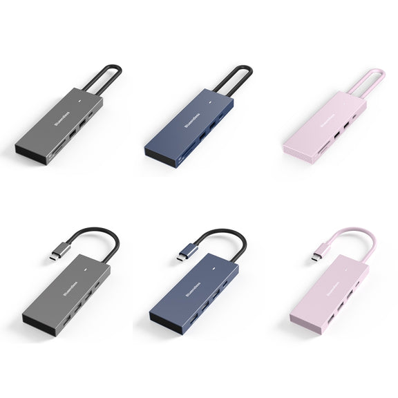 Blueendless 4K60Hz + Data Port Type-C Docking Station USB3.0 Splitter, Spec: 7-in-1 Card Reading Pink