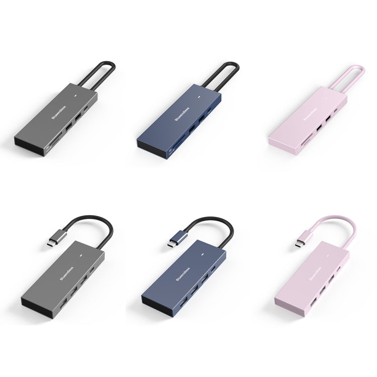 Blueendless 4K60Hz + Data Port Type-C Docking Station USB3.0 Splitter, Spec: 6-in-1 Pink