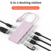 Blueendless 4K60Hz + Data Port Type-C Docking Station USB3.0 Splitter, Spec: 7-in-1 Card Reading Pink