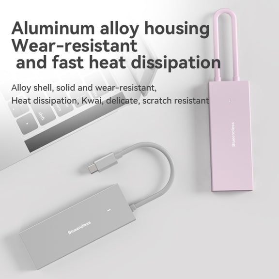 Blueendless 4K60Hz + Data Port Type-C Docking Station USB3.0 Splitter, Spec: 6-in-1 Pink