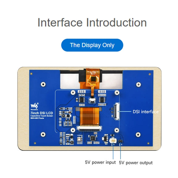 Waveshare 7 inch 800��480 IPS Capacitive Touch Display, DSI Interface, 5-Point Touch without Case