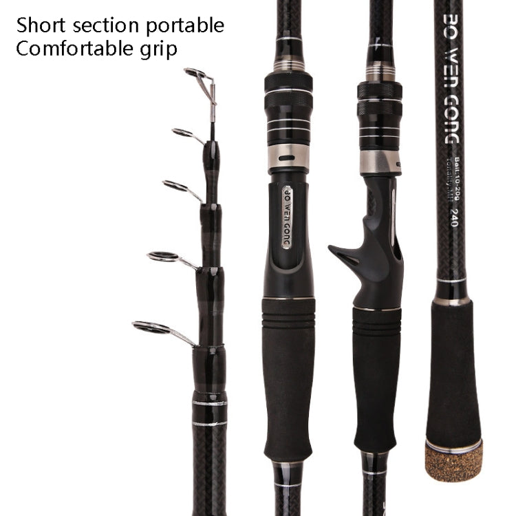 Carbon Telescopic Luya Rod Short Section Fishing Throwing Rod, Length: 2.1m(Curved Handle)