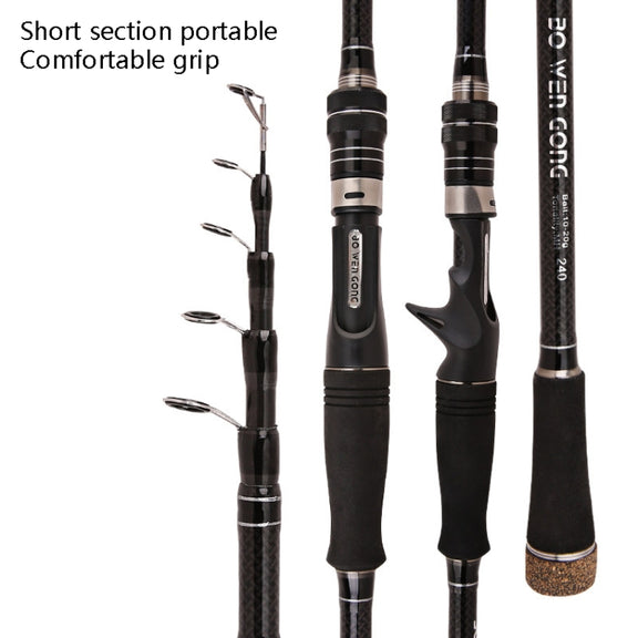 Carbon Telescopic Luya Rod Short Section Fishing Throwing Rod, Length: 2.1m(Straight Handle)