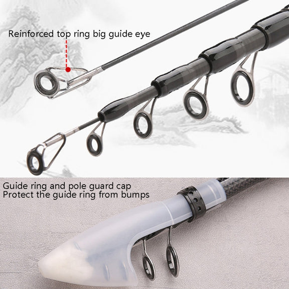 Carbon Telescopic Luya Rod Short Section Fishing Throwing Rod, Length: 2.1m(Straight Handle)