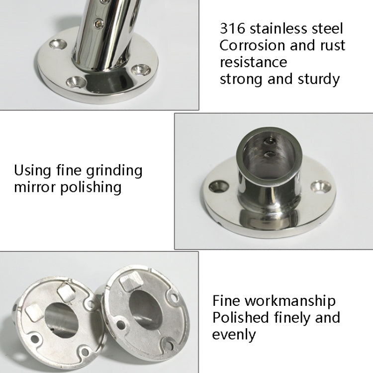 60 Degree Round Pipe Seat 316 Stainless Steel Corrosion-Resistant Marine Tube Seat, Specification: 22mm 7/8 inch
